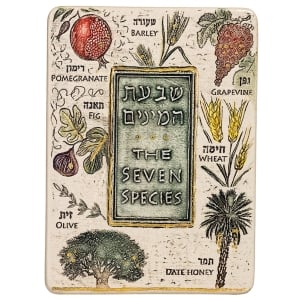 Art In Clay Limited Edition Ceramic Plaque Wall Hanging with Seven Species with 24K Gold Accents