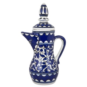 Armenian Ceramics Tall Blue Floral Coffee Pot 
