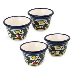 Armenian Ceramics Set of 4 Colorful Turkish Coffee Cups