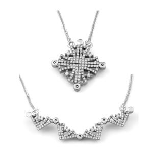 Diamond-Studded Convertible Jerusalem Cross Necklace in 14K White Gold
