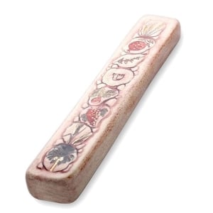 Art in Clay Handmade Ceramic Seven Species Mezuzah Case With 24K Gold