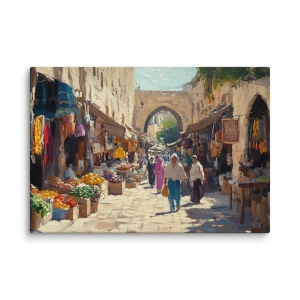 The Market of Old Jerusalem Print on Canvas