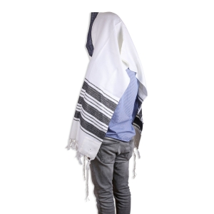 Talitnia Carmel Wool Tallit Prayer Shawl (White and Black)