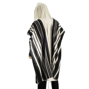 Talitania Chabad Black and White Wool Tallit