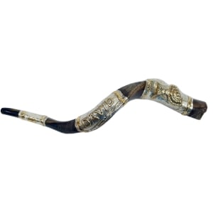 Barsheshet-Ribak Exclusive Customizable Silver-Plated Yemenite Shofar With Menorah