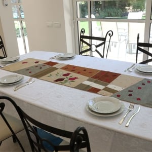 Yair Emanuel Raw Silk Table Runner (Golden Pomegranates)