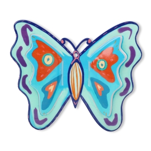 Blue, Orange and Purple Metal Butterfly Wall Hanging by Yair Emanuel
