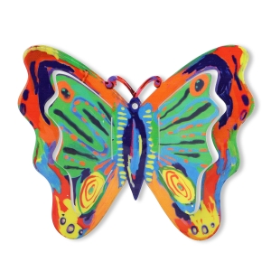 Orange, Green and Purple Butterfly Metal Wall Hanging by Yair Emanuel