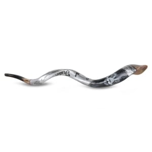 Hand-Painted Lion of Judah Kudu Shofar (Silver)