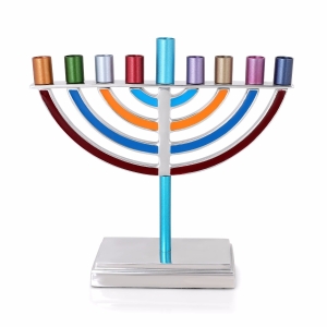 Yair Emanuel Anodized Aluminum Traditional Menorah (Multicolored)