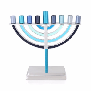 Yair Emanuel Anodized Aluminum Traditional Menorah (Blue)