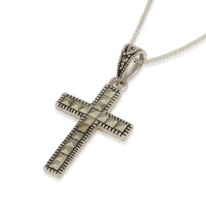 Large Sterling Silver Latin Cross Pendant with Indentations