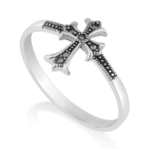Sterling Silver Fleur de Lis Latin Cross Ring by Marina Jewelry