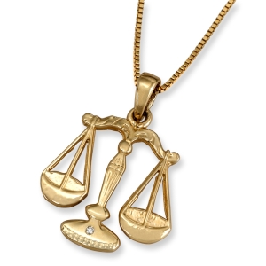 Anbinder 14K Yellow Gold Zodiac Libra Pendant with Diamond Accent