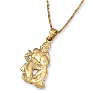 Anbinder 14K Yellow Gold Zodiac Aquarius Pendant with Diamond Accent