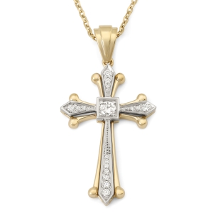 Women's 14K Gold Diamond Studded Passion Cross Pendant