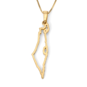14K Gold Outline of Israel Pendant