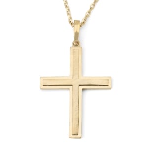 Unisex 14K Gold Elegant Latin Cross Pendant Necklace - Yellow or White Gold
