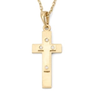 14K Gold Inspiring Double Latin Cross Pendant Necklace - Yellow or White Gold