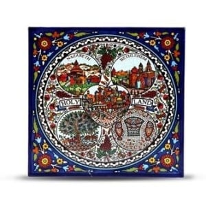 Armenian Ceramic Heart of the Holy Land Square Tile