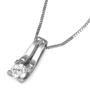 Anbinder 14K White Gold Classic Contemporary Diamond Solitaire Pendant