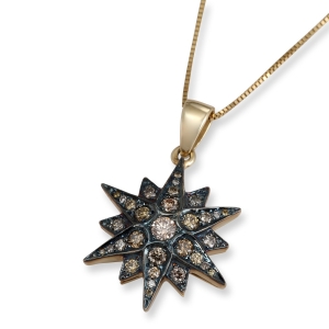 Medium 14K Yellow & Black Gold Star of Bethlehem Pendant with Yellow Diamonds