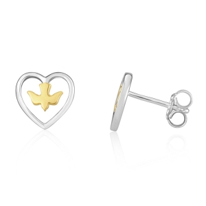 Sterling Silver and Gold-Plated Heart and Holy Spirit Earrings