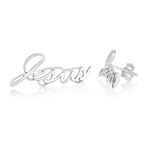 Sterling Silver Elegant Jesus Stud Earrings