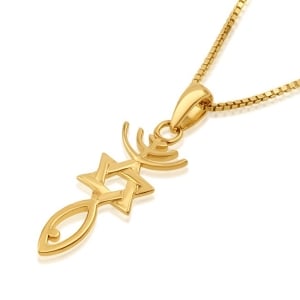 Marina Jewelry Gold-Plated Silver Messianic Seal Pendant - Unisex