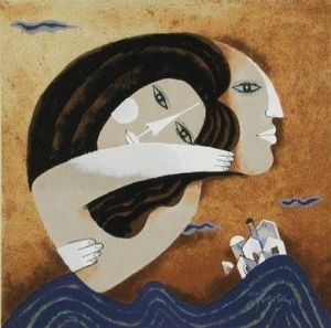 Limited Edition Serigraph of Blue Mountain by Samy Briss (Signed by Artist)