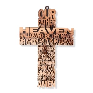 Olive Wood Lord's Prayer Cross Wall Hang
