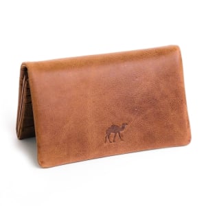 Genuine Leather Women's Rectangular Camel Wallet with Color Option