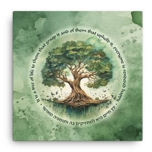 Majestic Tree of Life Print on Canvas in Green