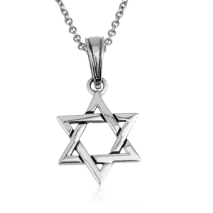 Marina Jewelry 925 Sterling Silver Interlocking Star of David Necklace