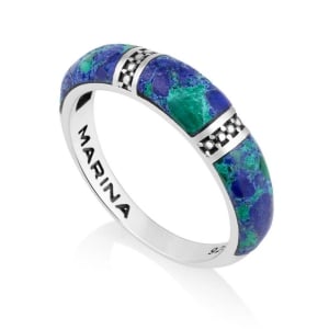 Marina Jewelry Elegant Sterling Silver and Eilat Stone Ring