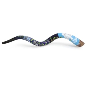 Hand Painted Kudu Shofar Horn with Dove of Peace 