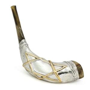 925 Sterling Silver Plated Star of David Ram’s Horn Shofar