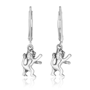 Marina Jewelry Sterling Silver Dangling Lion of Judah Earrings