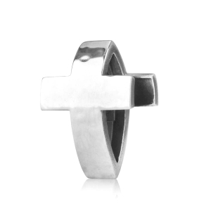Marina Jewelry Sterling Silver Curved Roman Cross Bead Charm
