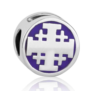 Marina Jewelry Sterling Silver Enamel Jerusalem Cross Circle Bead Charm