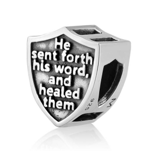 Marina Jewelry Sterling Silver Shield Bead Charm with Prayer