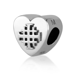 Marina Jewelry Sterling Silver Jerusalem Cross Heart Bead Charm