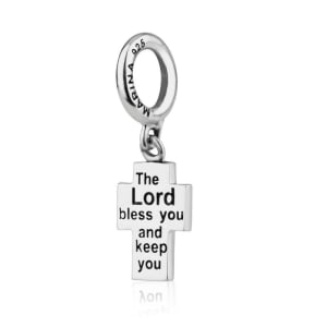 Marina Jewelry Sterling Silver Roman Cross Pendant Charm with Prayer