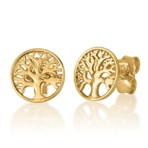 Marina Jewelry 14K Gold Tree of Life Stud Earrings