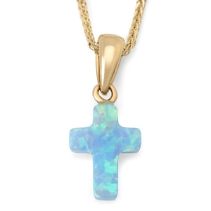 Women's 14K Gold & Blue Opal Latin Cross Pendant