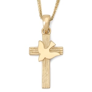 Women's 14K Gold Lined Latin Cross Pendant with Polished Dove