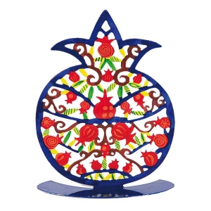 Yair Emanuel Hand-Painted Laser-Cut Metal Multicolored Pomegranate Sculpture