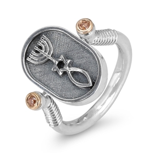 Rafael Jewelry 925 Sterling Silver and Jerusalem Stone Double-Sided Grafted-In Ring With "I Am My Beloved's" Inscription (Song of Songs 6:3)