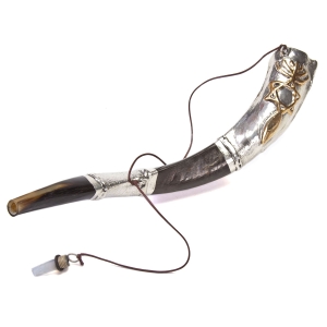 Barsheshet-Ribak Silver Plated Grafted-In Anointing Oil Holder Kudu Horn