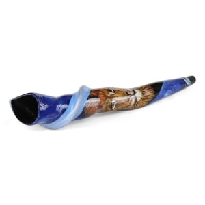 Blue Night Sky Hand Painted Lion of Judah Shofar
